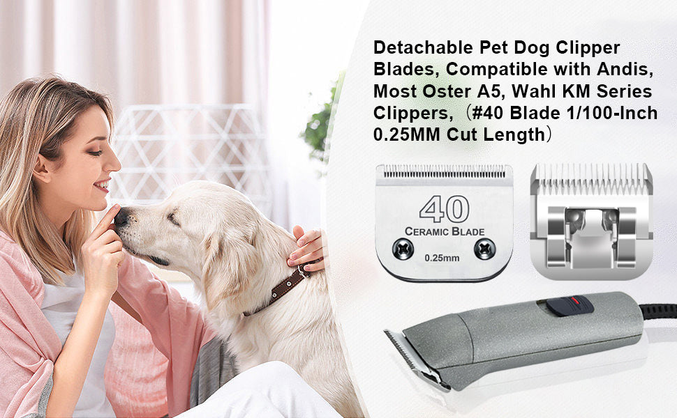 Dog Grooming Clipper Replacement Blades Compatible with Andis/Wahl / Oster Dog Clippers,Detachable Ceramic Blade & Stainless Steel Blade