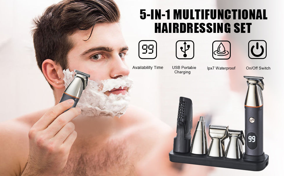 Audoc in Mens Hair Clipper Beard Trimmer Hair Cutting Grooming Kit Set with  Magnetic Replacement Heads,Waterproof Cordless Hair Trimmer Mu並行輸入