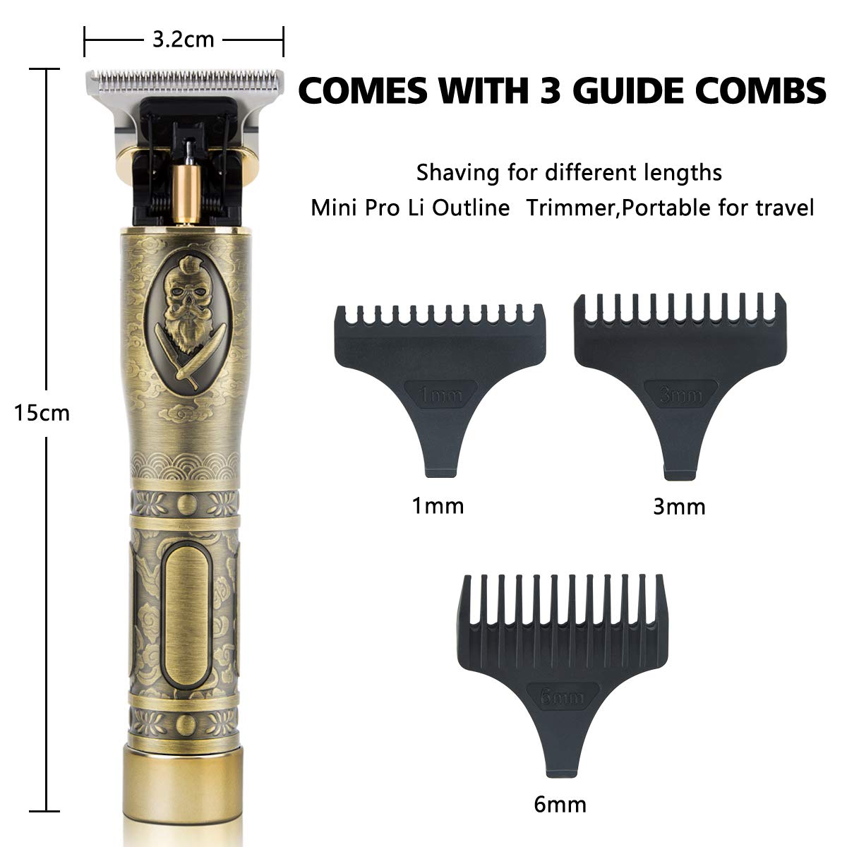 Electric Pro Li Outline Trimmer T Blade Trimmer Grooming Kits Set Cordless Rechargeable Professional 0mm Baldheaded Zero Gapped Hair Clipper for Men