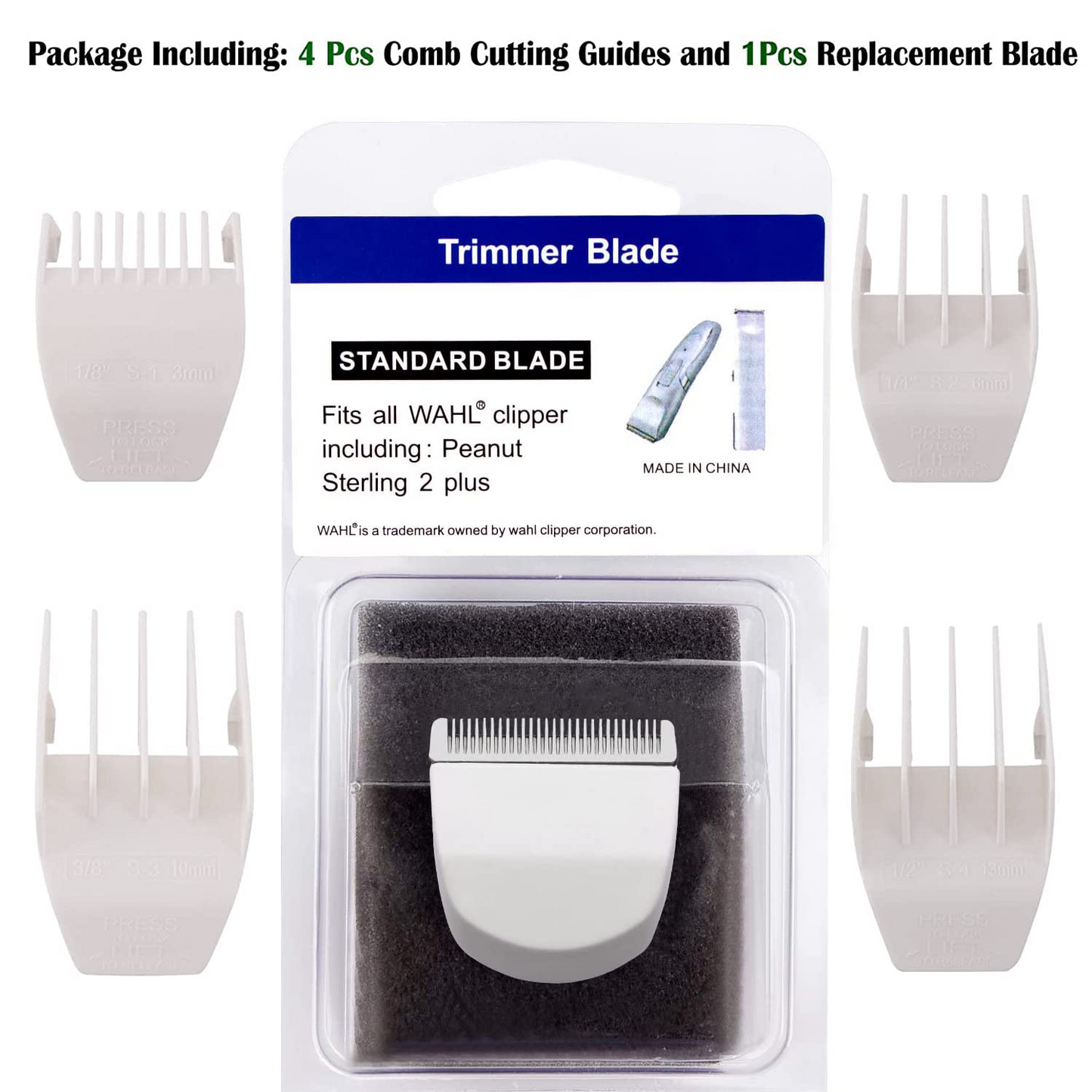 2 Pack White Professional Peanut Clipper/Trimmer Snap On Replacement Blades #2068-300 Fits Compatible with Professional Peanut Hair Clipper