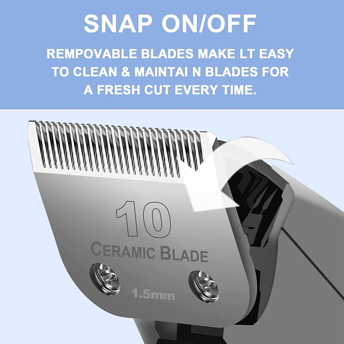 Dog Grooming Clipper Replacement Blades Compatible with Andis/Wahl / Oster Dog Clippers,Detachable Ceramic Blade & Stainless Steel Blades(4FC+3FC+5FC+7FC+10)